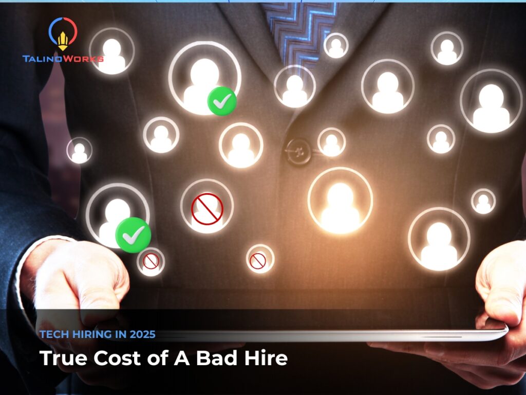 Tech IT job candidates presented as icons on top of a tablet screen